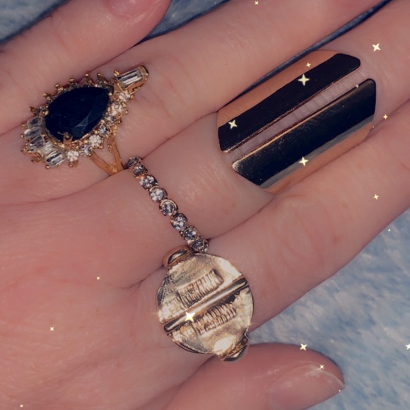 Gorgeous Stackable Knuckle Ring Set Black Jewel & Bling Rings Gold boutique NEW - Picture 7 of 17